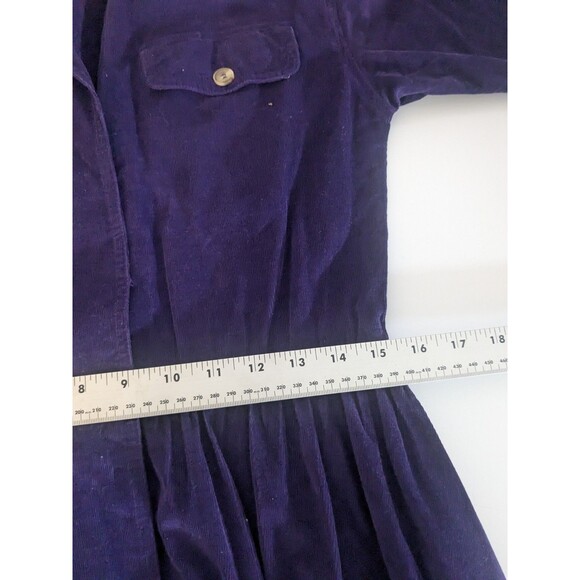 Vtg Talbots Purple Fine Corduroy Long Sleeve Maxi Shirt Dress Size 4 SEE MEASURE - Picture 6 of 9